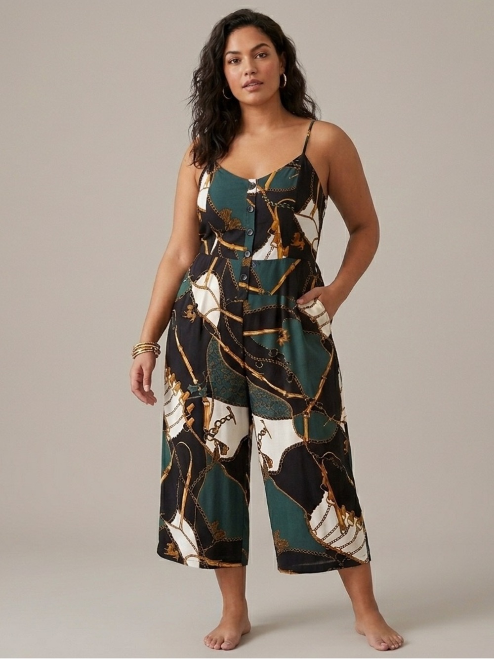 UK2LA Equestrian Print Jumpsuit M